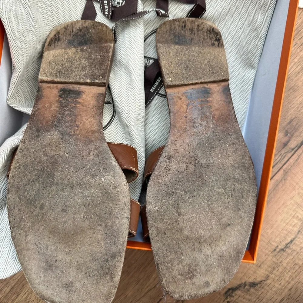 Hermes Brown Oran  Sandals - Picture 4 of 8